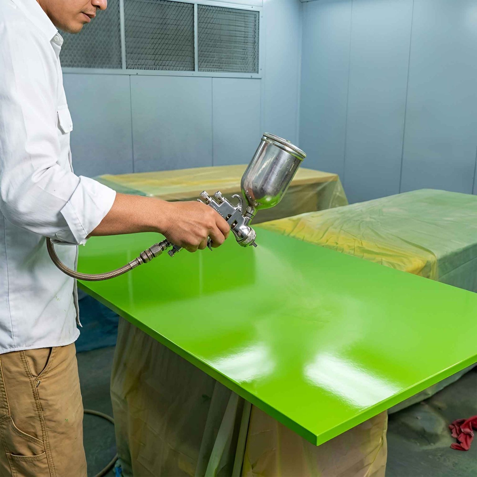QUY TRÌNH PHỦ SƠN PU VÀO VÁN CỬA NHỰA ABS