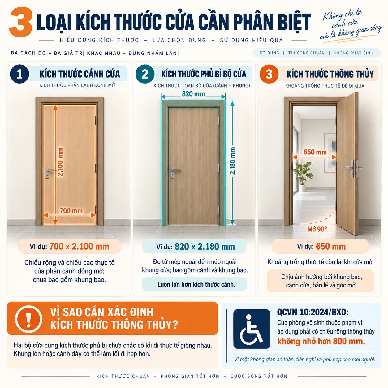 Ba loại kích thước cần phân biệt