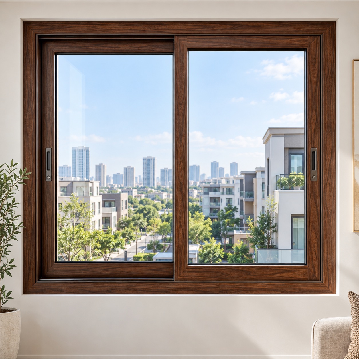 cửa sổ thép vân gỗ